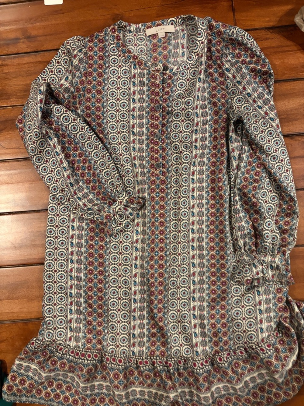LOFT Multicolor Geometric Print Long Sleeve Tunic